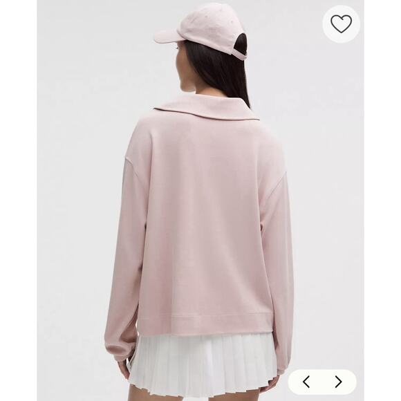 Lululemon Softstreme Pique Oversized Long-Sleeve Polo Shirt Mink Berry Medium M - Picture 3 of 4